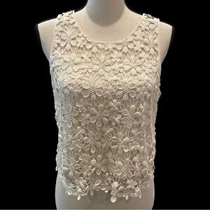 La Hearts Cream Ivory Crochet Tank